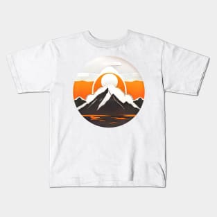 Minimalist Mountain and Sun Logo (997) Kids T-Shirt